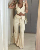 Conjunto de duas peças de cor sólida Begê