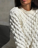 Suéter de moda pulôver de malha de cor sólida