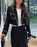 Conjunto de duas peças de lapela cor Sólida