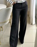 Suéter listrado e calça casual de cintura alta conjunto de duas peças