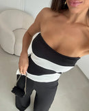 Conjunto de Duas peças com top e calça em Bloco Colorido