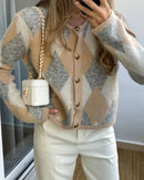 Cardigã suéter de manga comprida com botões