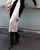 Vestido de malha Slim fit com decote redondo em bloco colorido