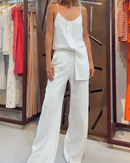 Camisola com Botão e Calça terno de duas Peças