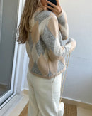 Cardigã suéter de manga comprida com botões