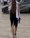 Vestido Patchwork com alça de ombro único