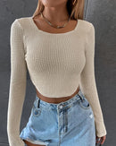 Camisola com gola larga e manga comprida