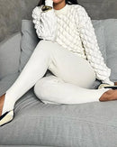 Suéter de moda pulôver de malha de cor sólida