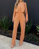 Conjunto de duas peças de lapela cor Sólida