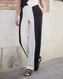 Conjunto de Duas peças de cor sólida com emenda de cor