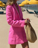 Vestido Recorte Manga Longa Lapela