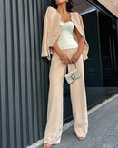 Conjunto Casual de Duas Peças de cor Sólida