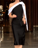 Vestido Patchwork com alça de ombro único