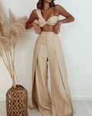 Conjunto de Duas peças com fenda de cor sólida de um ombro só