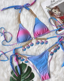 Biquíni com Estampa Gradiente com Cadarço