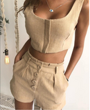 CONJUNTO CROPPED E SHORT COR NUDE