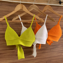 Top cropped tricot modal decotado lacinho regulável tricô de alta qualidade alcinha blusa decote v com laço nas costas