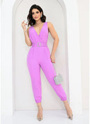 MACACÃO LONGO DECOTE V COM CINTO