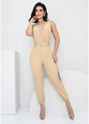 MACACÃO LONGO DECOTE V COM CINTO