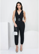 MACACÃO LONGO DECOTE V COM CINTO