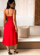 VESTIDO SENSUAL SIMPLES ABERTURA LATERAL / COR VERMELHA