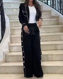 Conjunto de duas peças de lapela cor Sólida