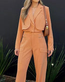 Conjunto de duas peças de lapela cor Sólida