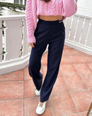 Conjunto casual de suéter oco + calça de duas peças