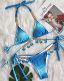Biquíni com Estampa Gradiente com Cadarço