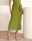 Vestido plissado de cor sólida com suspender sem mangas