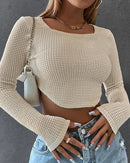 Camisola com gola larga e manga comprida