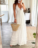 Vestido sem mangas com gravata de cor sólida