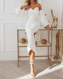 Vestido sólido elegante com mangas divididas