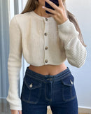 Suéter cardigã de malha de cor sólida