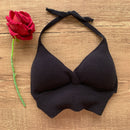 Top cropped tricot modal decotado lacinho regulável tricô de alta qualidade alcinha blusa decote v com laço nas costas